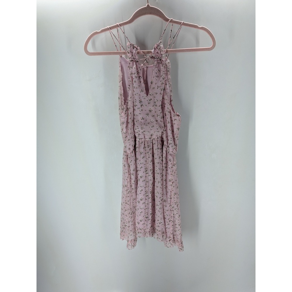 Abercrombie & Fitch Pink Floral Halter Mini Dress Strappy Back XS - Picture 4 of 4